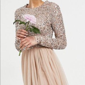 Sparkly Midi Dress Blush